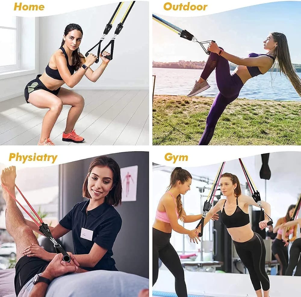 11 In 1 Natural Rubber Power Resistance Bands Exercise Belt For Home Office Outdoor Gym Equipment - Image 4