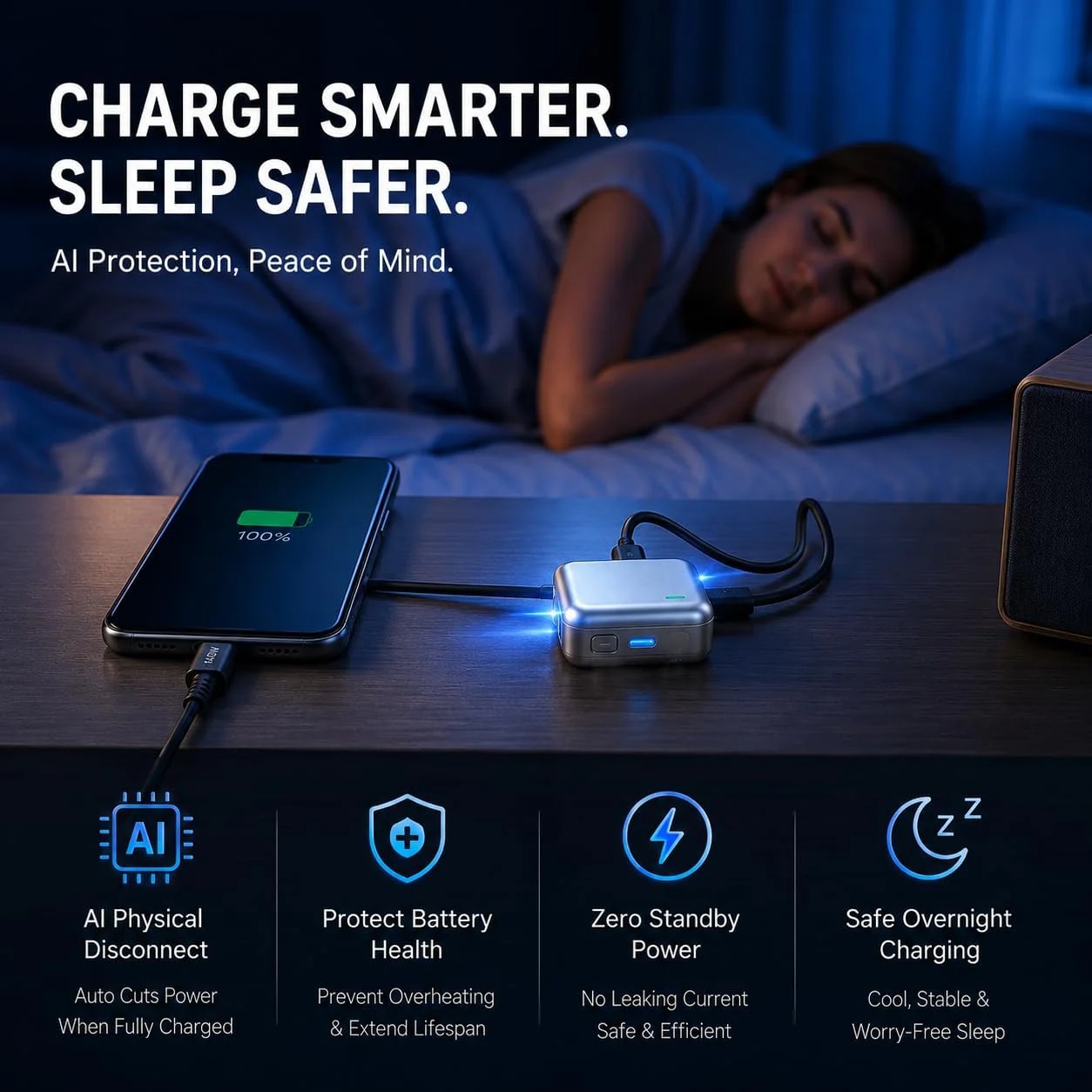 PopGuard 140W Automatic Charging Disconnector | Smart Auto Power Cut-Off Battery Guardian | Fast Charging Protector - Image 3