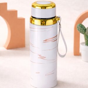Premium Marble Print Stainless Steel Water Bottle - Elegant Vacuum Insulated Flask - Random Color