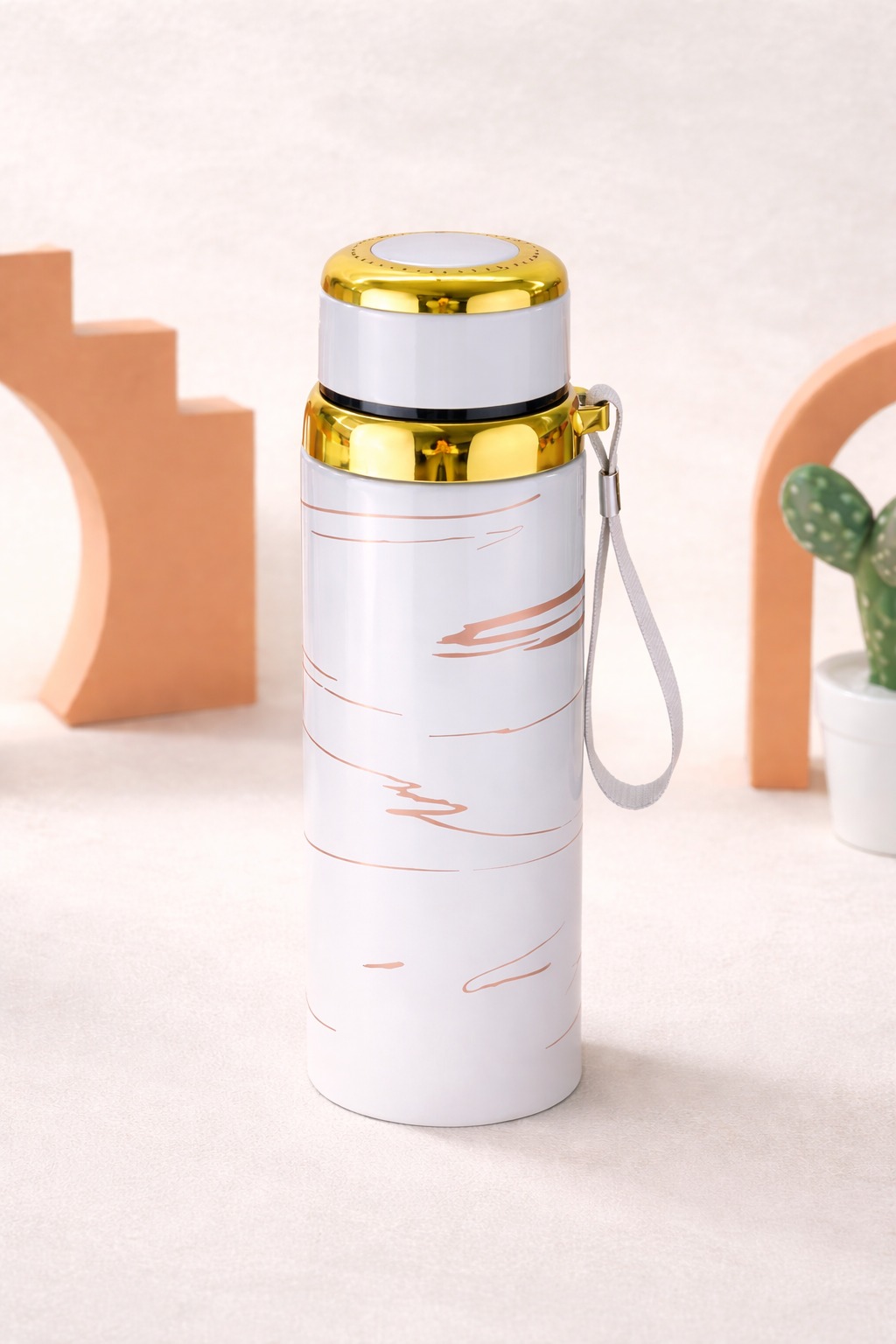 Premium Marble Print Stainless Steel Water Bottle - Elegant Vacuum Insulated Flask - Random Color