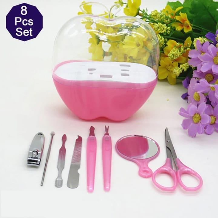8 Pcs Apple Manicure Set ABS Plastic Mani Pedi Kit | Pink Colour - Image 5