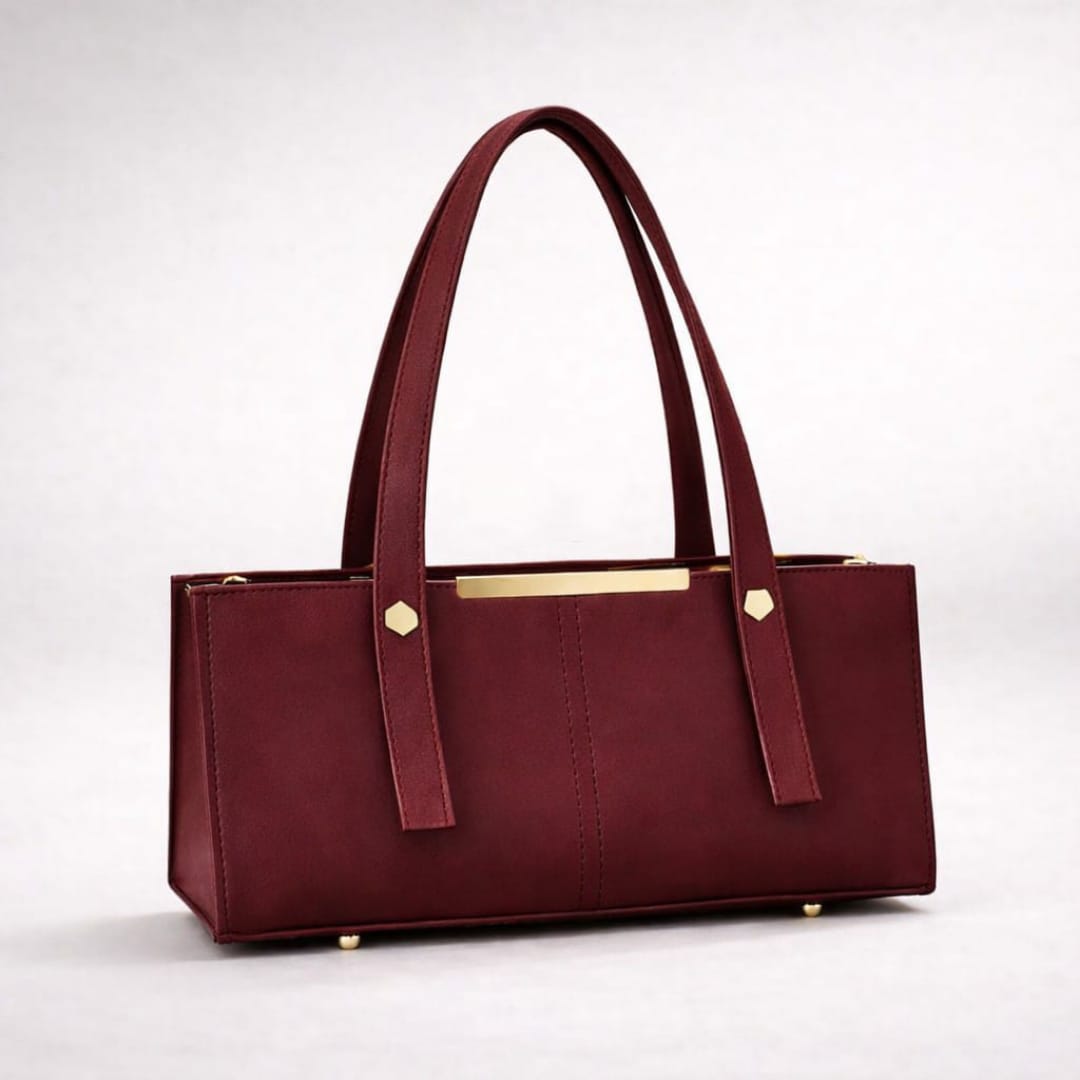 Grace Line Structured PU Leather Tote Bag for Women | Stylish Shoulder Handbag for Office, Casual & Everyday Use