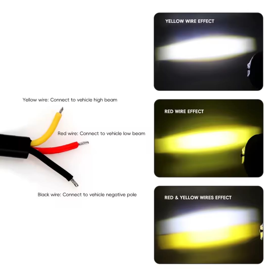 Universal Motorcycle LED Helmet-Style Spotlight – Dual Lens 2-Mode (White & Yellow) Fog Light Signal Lamp - Image 2