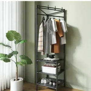 Multifunctional Corner Coat Rack | Nail-Free Installation | Space-Saving Coat & Storage Organizer | Waterproof & Durable | 3 Layers | Random Colour