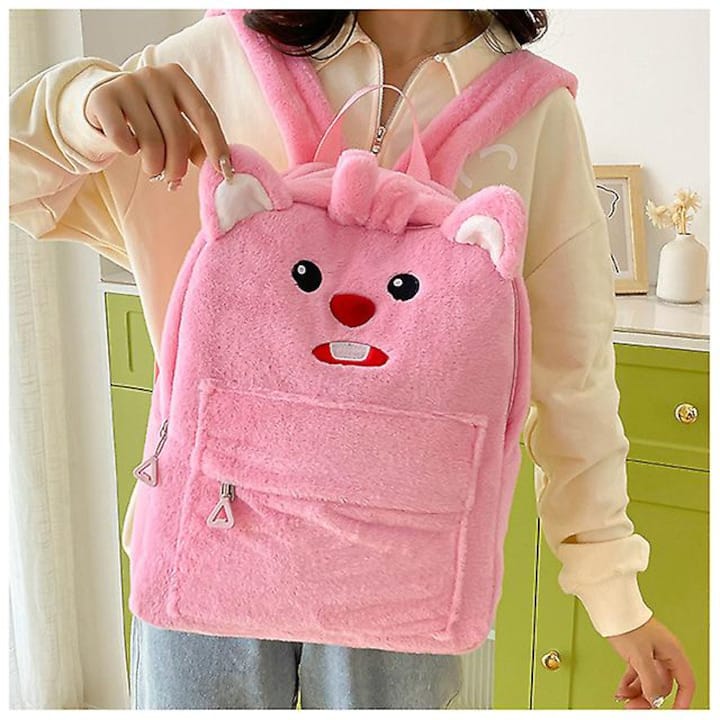 Cute Bunny Plush Backpack – Fluffy School Bag with Front Pocket - Image 2