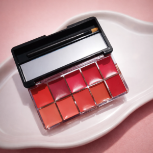 10 in 1 Lipstick & Blush Palette Creamy Matte Makeup Palette for Lips and Cheeks - Multi Color