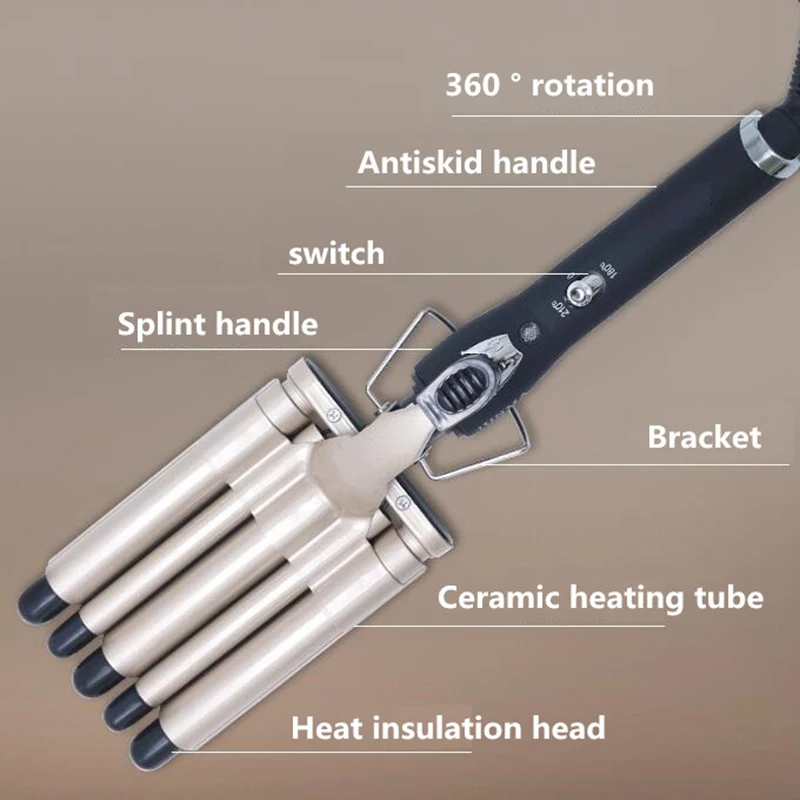 MO-6003 hair curler Professional Hair Straightener for Curly and Wavy Hair 5 Tubes - Image 4