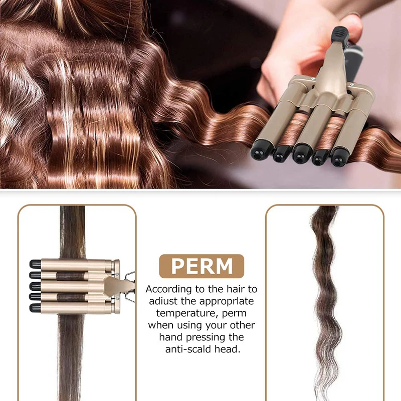 MO-6003 hair curler Professional Hair Straightener for Curly and Wavy Hair 5 Tubes - Image 2