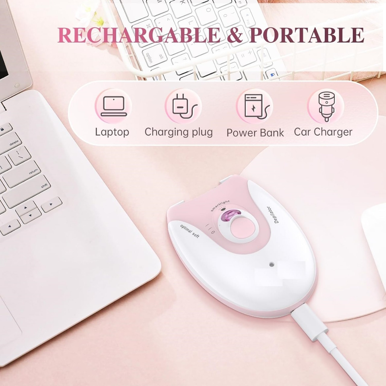Daling DL-6032 Cordless Ladies Epilator with 2-Speed Adjustment, Painless Hair Removal, Rechargeable, Compact and Easy to Use for Legs, Arms, Underarms - Image 5