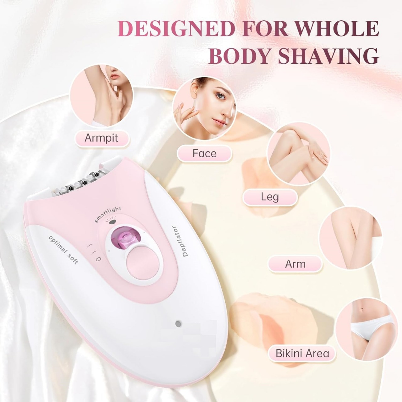Daling DL-6032 Cordless Ladies Epilator with 2-Speed Adjustment, Painless Hair Removal, Rechargeable, Compact and Easy to Use for Legs, Arms, Underarms - Image 2