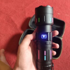 Tactical LED Flashlight Kit with Portable Green Hard Case – High-Powered, Rechargeable, Multi-Mode Light