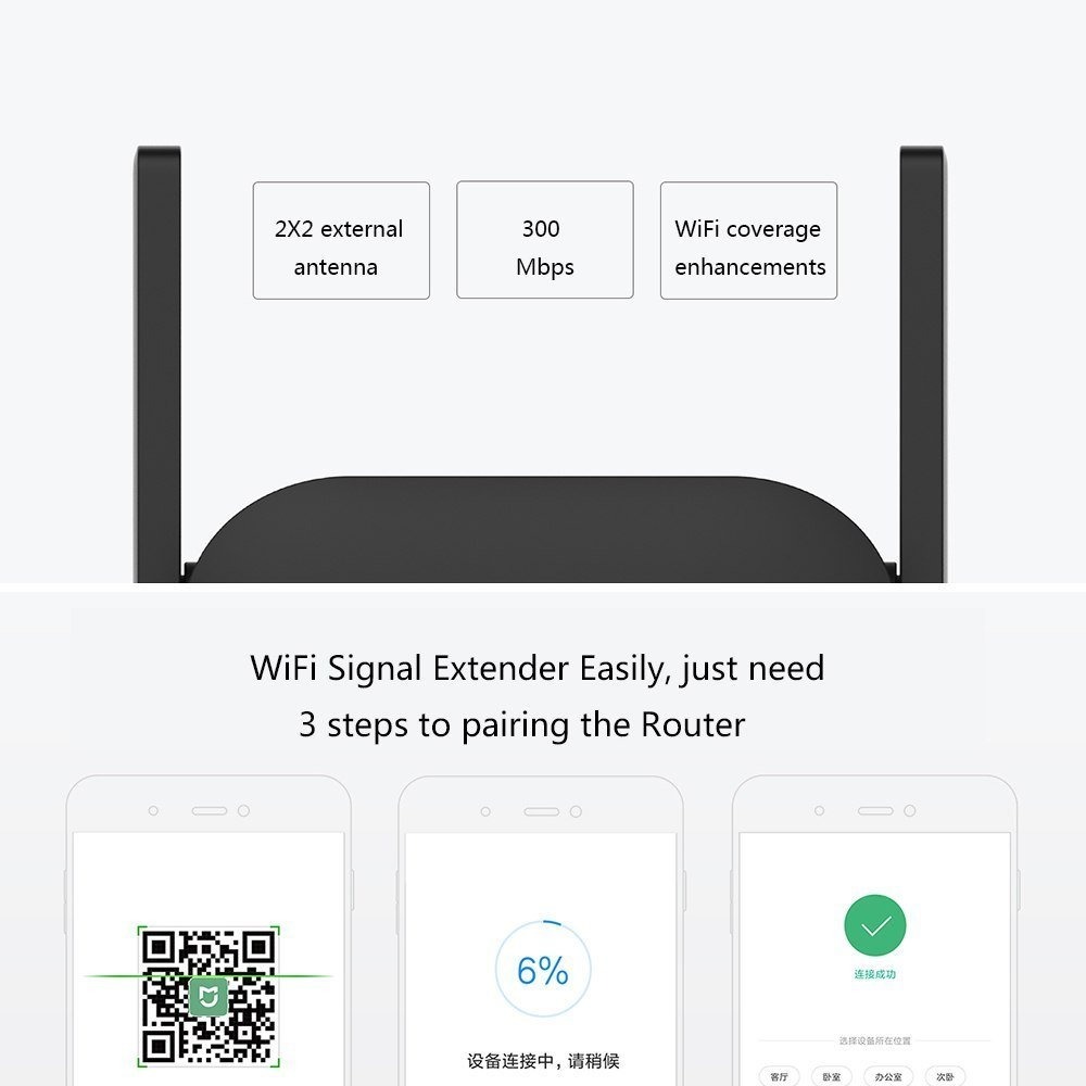 Original Xiaomi Mi Wifi Repeater Pro 300m - Wireless Signal Booster With Dual External Antenna For Expanded Network Coverage