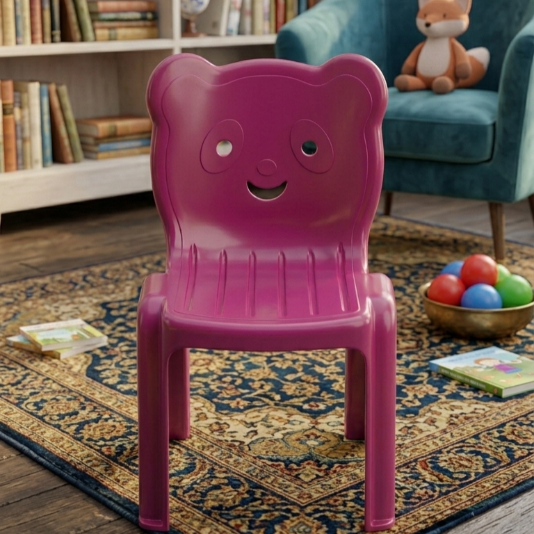 Panda Face Design Kids Chair - Cute Animal Themed Lightweight Seating Furniture Durable Comfortable Miniature Seat For Toddler Playroom (Random Color)