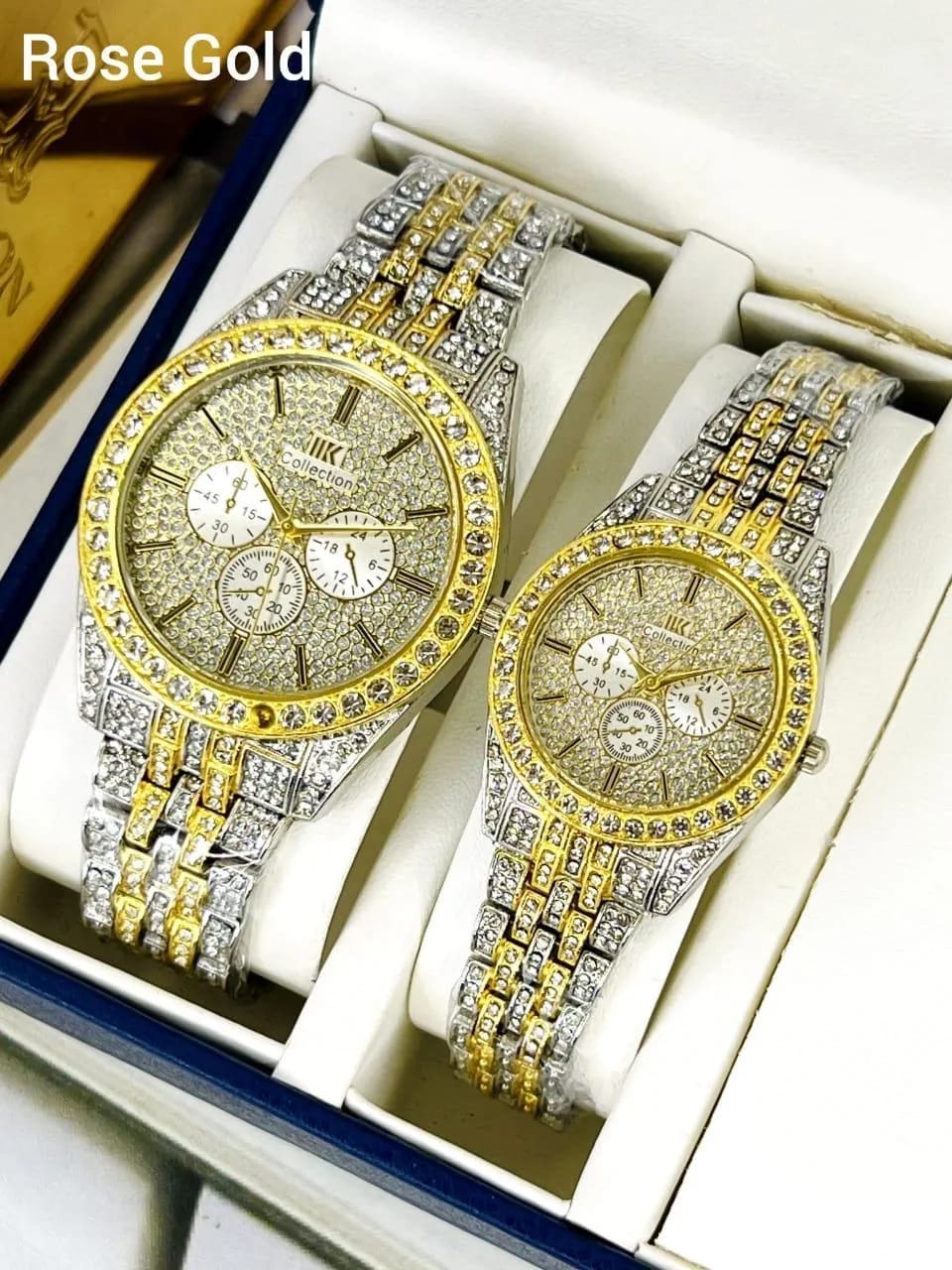Luxury Diamond-Accented Couple Watch Set (Without Box) - Image 3