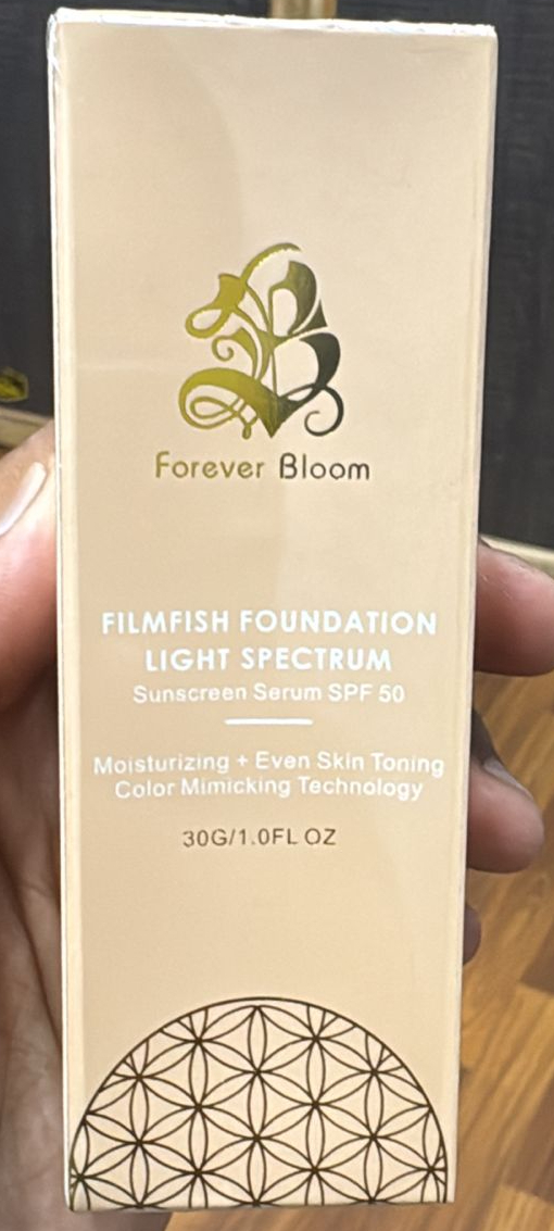 Forever Bloom Filmfish Foundation Light Spectrum Sunscreen Serum SPF 50 Moisturizing Formula 30g - Image 2