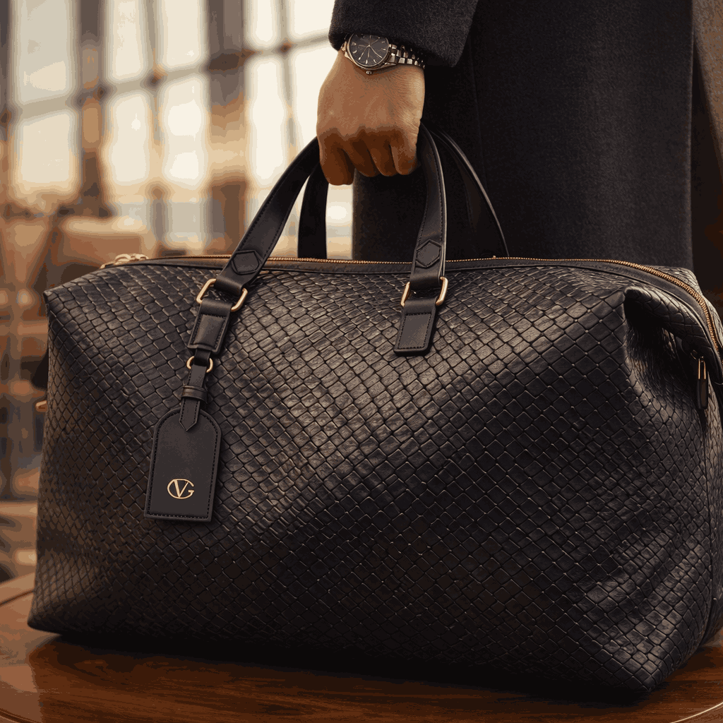 Luxury Valentino Imported Travel Duffel Bag (20 × 13 Inches) – High-Quality Woven Texture Handbag | Premium Large Capacity Weekender Bag (without box) - Image 2