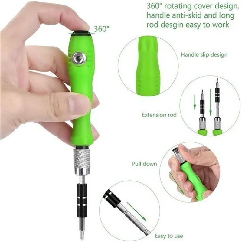 32 In 1 Magnetic Precision Screwdriver Set With Star Torx Phillips Slotted Hex Bits Mini Repair Tool Kit - Image 3
