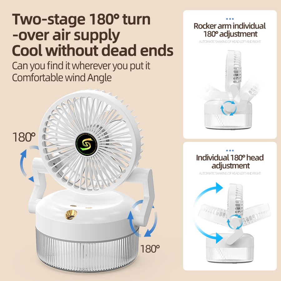 800ML Rechargeable Desktop Humidification Fan Portable Foldable Spray Misting Fan With Blue Light (Random Colour) - Image 3