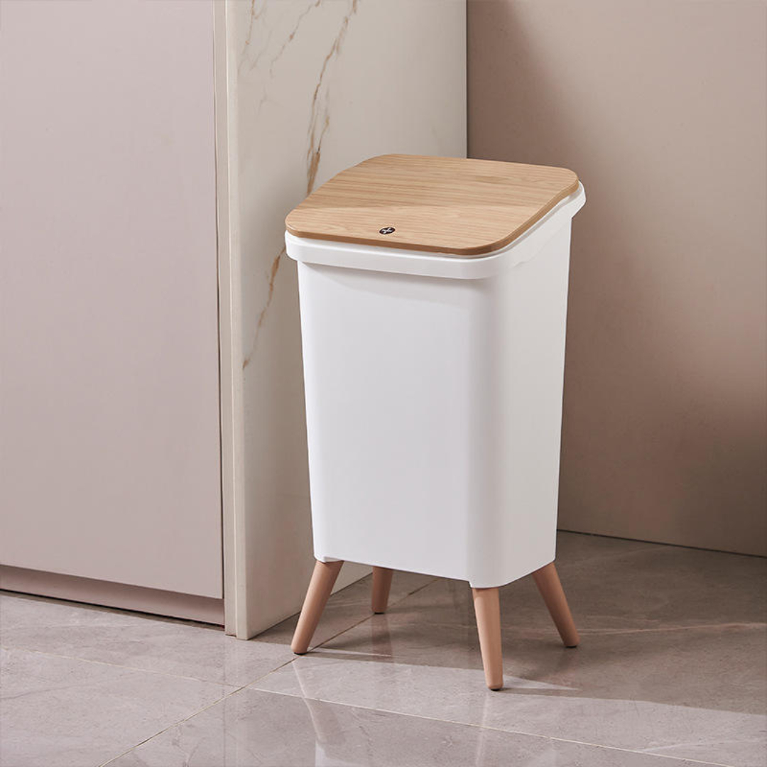 Royal Wooden Trash Bin with Lid | Minimalist Dustbin for Kitchen, Bedroom & Office - Image 3