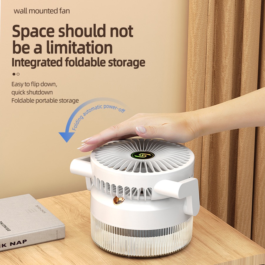 800ML Rechargeable Desktop Humidification Fan Portable Foldable Spray Misting Fan With Blue Light (Random Colour) - Image 4
