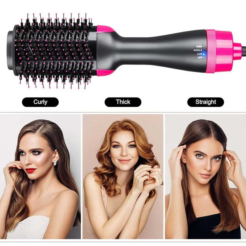 One Step Hot Air Brush 4 In 1 Hair Dryer, Straightener, Curler And Volumizer - Professional Styling Tool For Smooth Shiny Hair At Home - Image 4