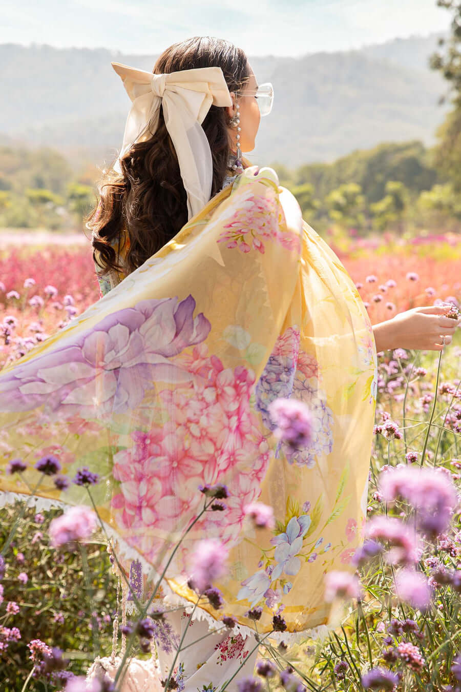 Luxury Multi Floral Embroidered Lawn 3 Piece Unstitched Suit with Chiffon Dupatta – Summer Collection - Image 3