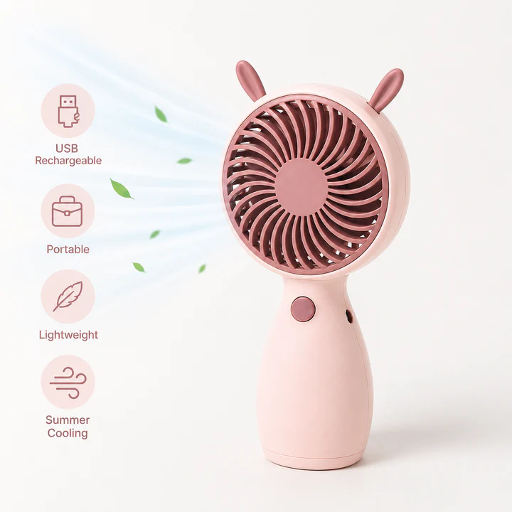 Portable USB Rechargeable Mini Handheld Fan | Lightweight Personal Cooling Fan | Strong Airflow | Portable Summer Cooling Fan (Random color) - Image 2