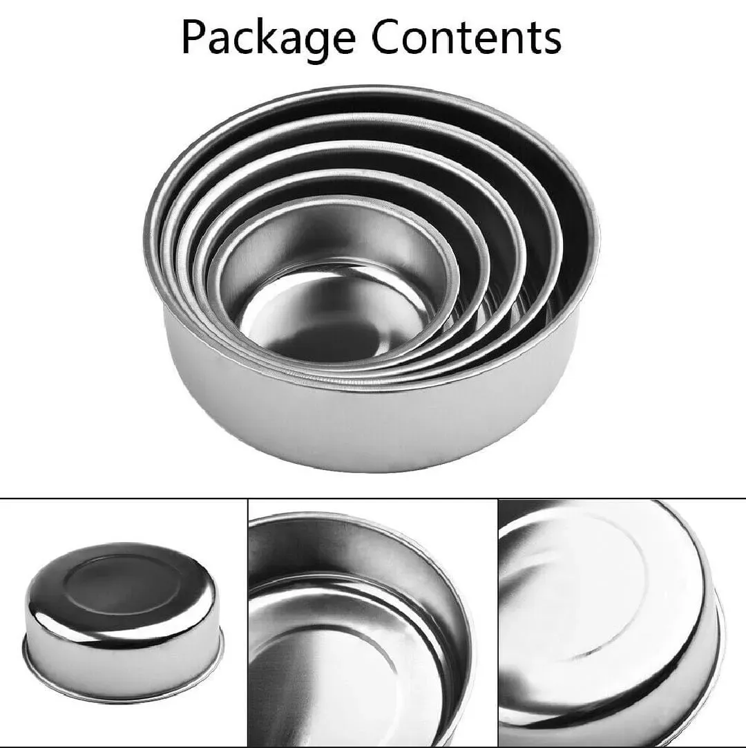 5pc Set Stainless Steel Bowl with Lid Kitchen Refrigerator Food Storage Mixing Bowls Sealed - Image 4