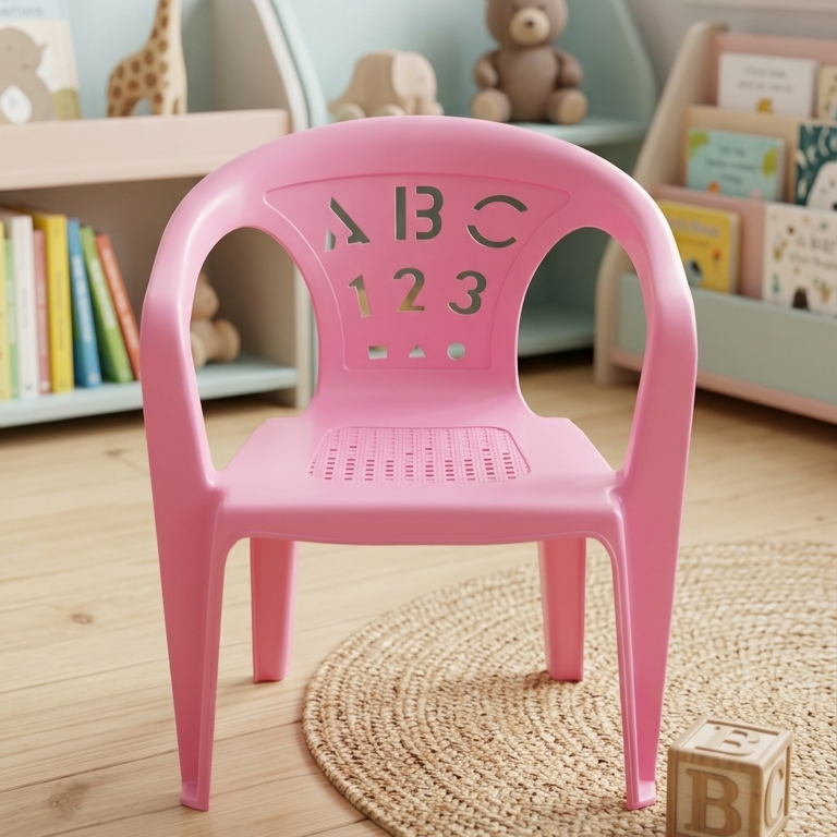 Number And Letters Design Kids Chair - Educational Alphabets Pattern Lightweight Seating Furniture Durable Comfortable Miniature Toddler Seat - (Random Color) - Image 3