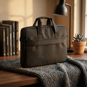 Premium 17-Inch Oxford Fabric Laptop Bag – Spacious Plain Black Waterproof Office Messenger Briefcase
