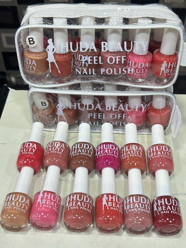 Huda Beauty Peel Off Nail Polish Set Pack of 6 Full Size Long Lasting Multi Color Collection - Image 3