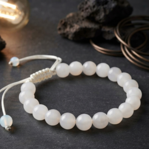 Natural Milky White Aqeeq Stone Bracelet - Genuine Gemstone Beaded Wristband Elegant Handcrafted Jewelry For Men And Women Fashion Accessory