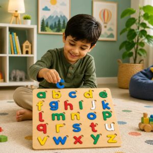 Small Abc Alphabet Puzzle Board Game - Educational Wooden Learning Toy Crafted From MDF Wood For Children And Early Literacy Skills