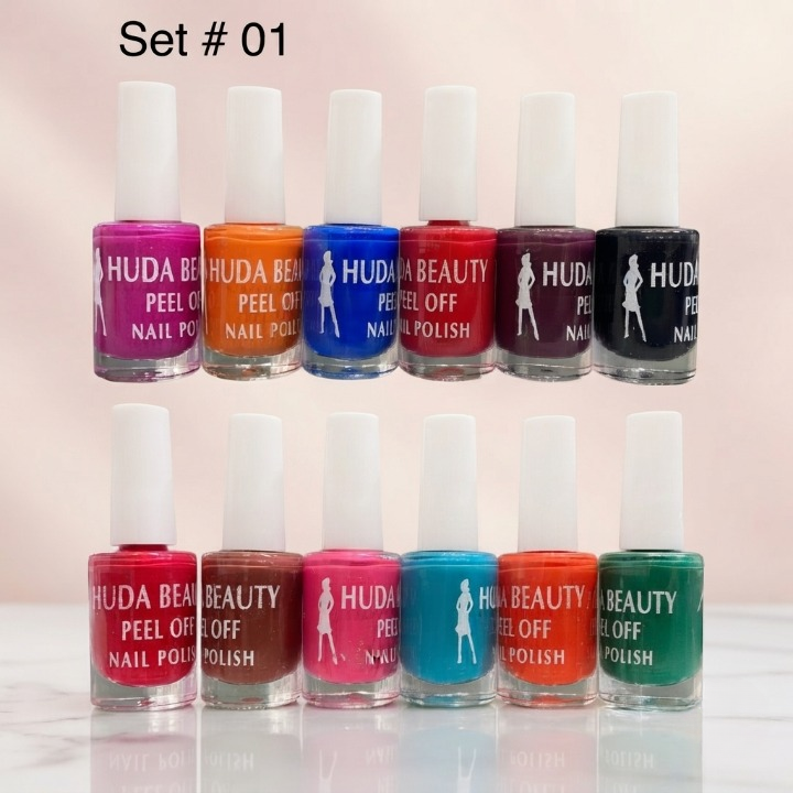 Huda Beauty Peel Off Nail Polish Set Of 6 Vibrant Colors Easy Removal Glossy Finish | Random Colour