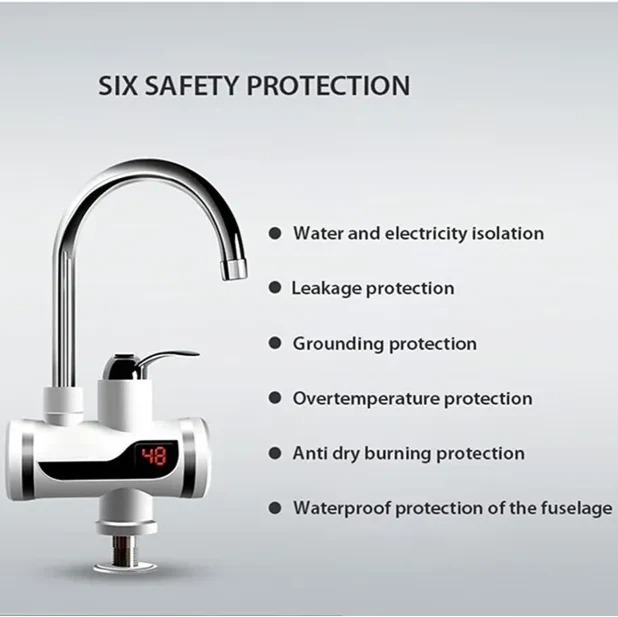 Electric Kitchen Instant Water Heater Tap – Instant Hot Water Faucet | Fast Heating Tankless Faucet - Image 3