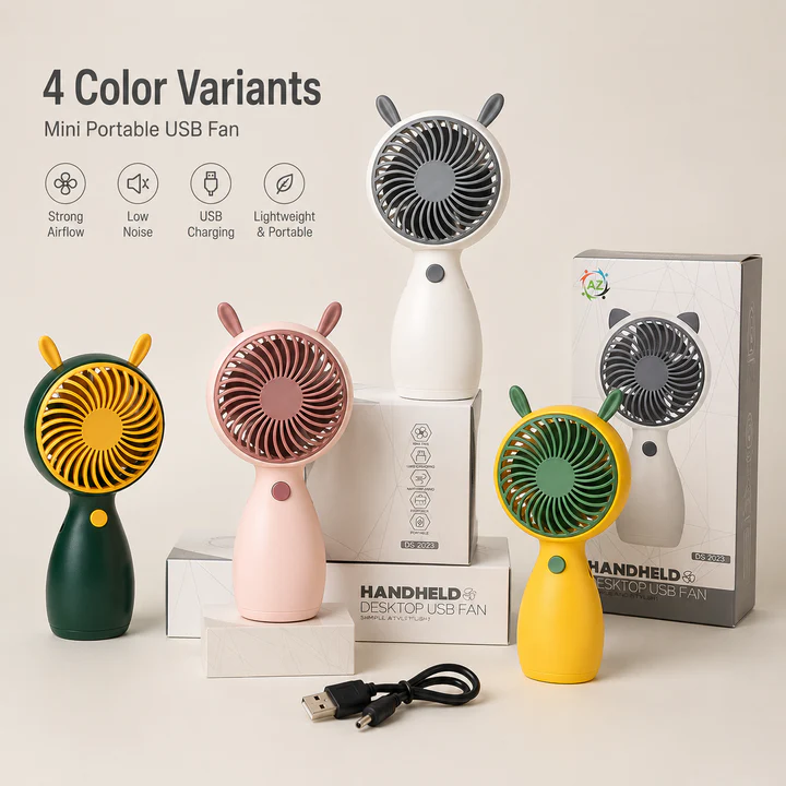 Portable USB Rechargeable Mini Handheld Fan | Lightweight Personal Cooling Fan | Strong Airflow | Portable Summer Cooling Fan (Random color) - Image 3
