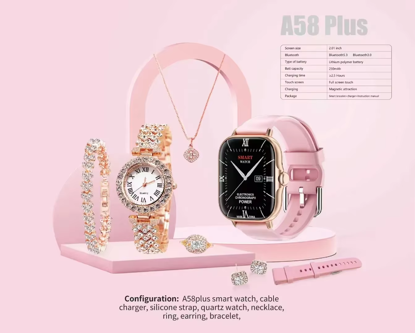 A58 Plus 6 in 1 - Smartwatch For Women | Best Quality Smart Watch For Girls | Perfect For Gift - Image 3