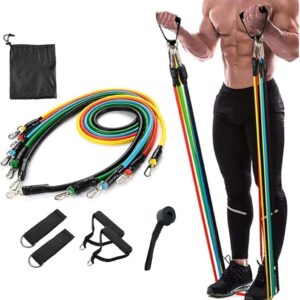 11 In 1 Natural Rubber Power Resistance Bands Exercise Belt For Home Office Outdoor Gym Equipment