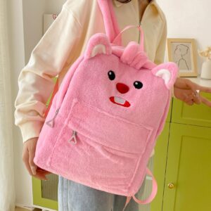 Cute Bunny Plush Backpack – Fluffy School Bag with Front Pocket