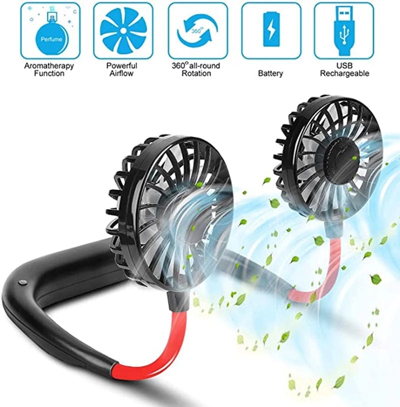 Portable Neck Fan - 360 Degree Free Rotation Hands Free Personal Hanging Neck Sports Fan USB Rechargeable Wearable Cooling Fan For Traveling (Random Color) - Image 3