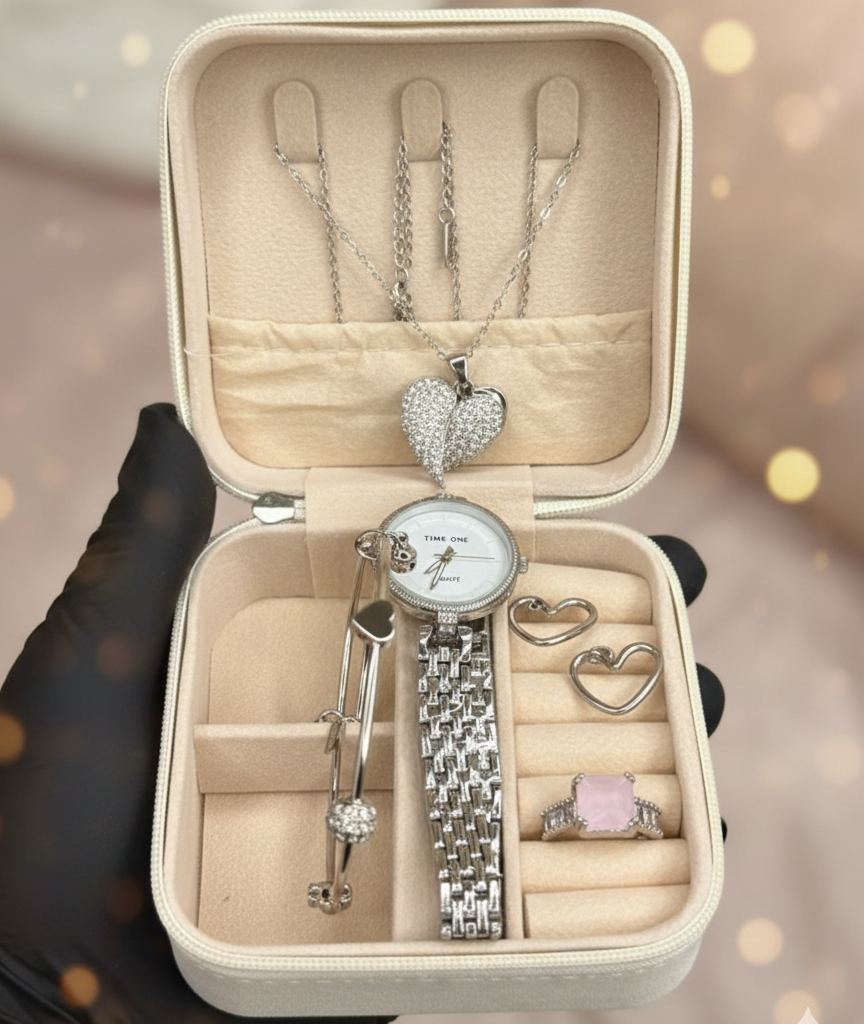 Elegant Heart & Stone 5-Piece Women’s Jewelry Gift Set ~ Imported - Image 4