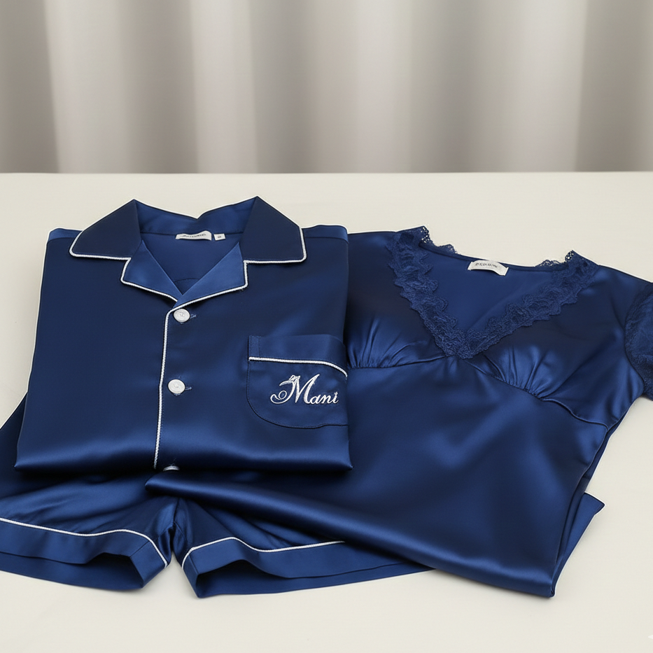 Couple Night Suit / Sleepwear Set – Stylish Nightdress & Pajama Shorts | SKU DC-C003 (3 Pcs) - Image 4