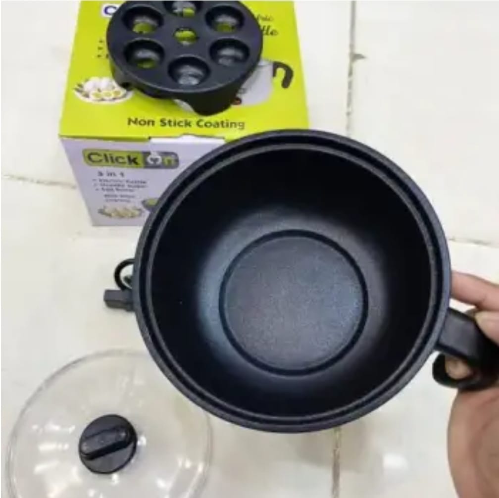 Click On 3-in-1 Multi-Functional Electric Kettle – Noodle Maker, Egg Boiler & Hot Pot with Non-Stick Coating - Image 3