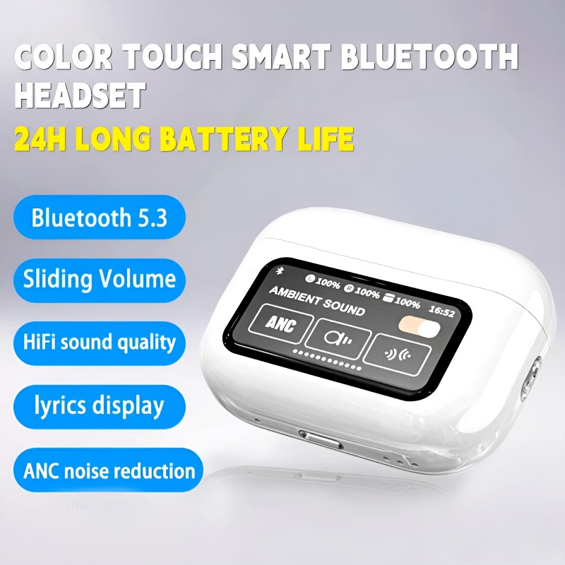 A9 Pro 2 Wireless Earbuds – Bluetooth with ANC+ENC, 4 Pcs Ear Tips, White