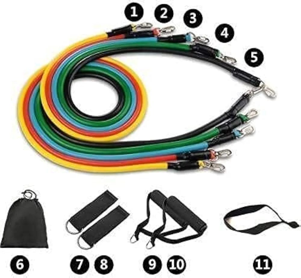 11 In 1 Natural Rubber Power Resistance Bands Exercise Belt For Home Office Outdoor Gym Equipment - Image 2
