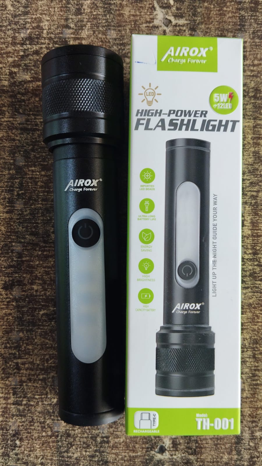 Airox 5 In 1 Rechargeable Flash Light – Type-C Charging | Black - Image 3