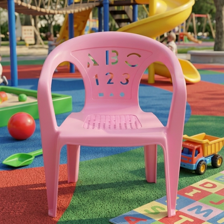 Number And Letters Design Kids Chair - Educational Alphabets Pattern Lightweight Seating Furniture Durable Comfortable Miniature Toddler Seat - (Random Color) - Image 2