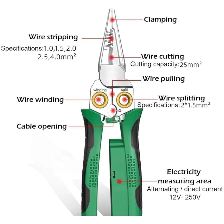 8-in-1 Wire Stripper & Voltage Tester – Multi-Purpose Electrical Tool for Professionals - Image 3
