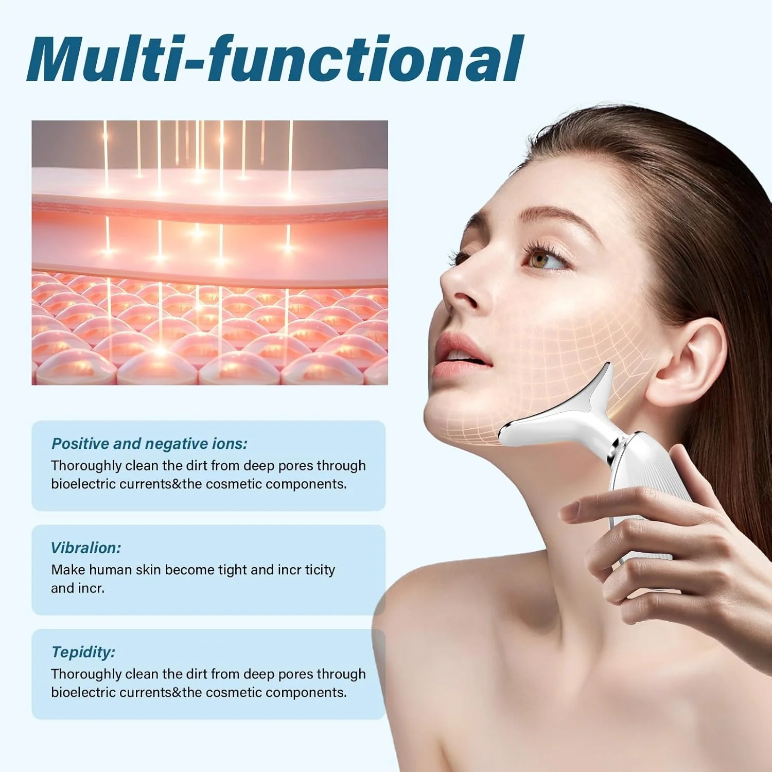 ES-1081 Massager Intense Pulsed Light Wrinkles Reducing Instrument - ESX - Anti Ageing & Reduces Puffiness | Face Massager For Fine Line & Wrinkles - Random Color - Image 4