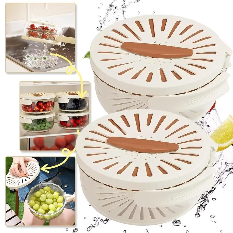 Multi-Functional Vegetable & Fruit Cleaning Basket | Folding Drainage & Storage Box | Fresh-Keeping Kitchen Filter Container - 1 Piece